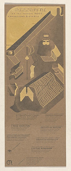 Artist: b'PANDAROSA,' | Title: b'Mezzanine Calendar 2002.' | Date: 2002 | Technique: b'gold emboss and screenprint, screenprint, printed in grey ink, from multiple stencils'