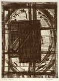 Artist: Partos, Paul. | Title: not titled [overlayed rectangular shapes in oval] | Date: 1986, March - April | Technique: etching and roulette, printed in black ink, from one plate