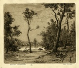 Artist: FARMER, John | Title: Bartyan Waterholes. | Date: c.1960 | Technique: etching, printed in brown ink with plate-tone, from one plate