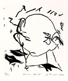 Artist: b'Burgess, Jeff.' | Title: b'Human head.' | Date: 1982 | Technique: b'linocut, printed in black ink, from one block'