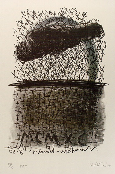 Artist: b'Hotere, Ralph.' | Title: b'Nineteen Ninety.' | Date: 1990, August | Technique: b'lithograph, printed in colour, from three stones'