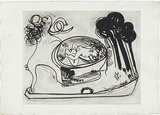 Artist: BOYD, Arthur | Title: Potter with beast and trees. | Date: 1960-70 | Technique: etching, printed in black ink, from one plate | Copyright: This work appears on screen courtesy of Bundanon Trust