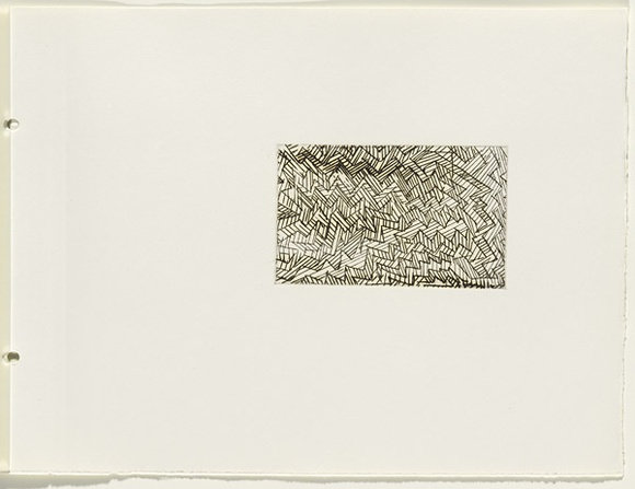 Artist: b'JACKS, Robert' | Title: b'not titled [abstract linear composition]. [leaf 8 : recto].' | Date: 1978 | Technique: b'etching, printed in black ink, from one plate'