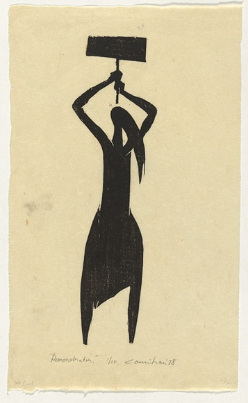 Artist: b'Counihan, Noel.' | Title: b'Demonstrator.' | Date: 1978, July | Technique: b'woodcut, printed in black ink, from one block'