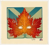 Artist: Tremblay, Theo. | Title: not titled [autumnal leaf] | Date: 1981 | Technique: linocut, printed in colour, from four blocks