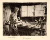 Artist: LINDSAY, Lionel | Title: The carpenter | Date: 1914 | Technique: etching, printed in brown ink, from one plate | Copyright: Courtesy of the National Library of Australia