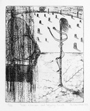 Artist: Davidson, Jo. | Title: Tree woman and logging truck. | Date: 1989 | Technique: etching, printed in black ink, from one plate | Copyright: © Jo Davidson. Licensed by VISCOPY, Australia