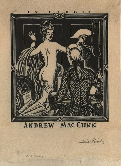 Artist: b'FEINT, Adrian' | Title: b'Bookplate: Andrew Mac Cunn.' | Date: (1931) | Technique: b'wood-engraving, printed in black ink, from one block' | Copyright: b'Courtesy the Estate of Adrian Feint'