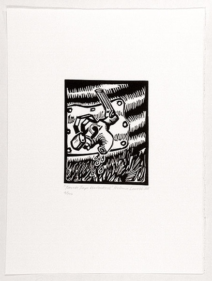 Artist: b'Lovell, Helena.' | Title: b'Tank tap unlocked.' | Date: 1988 | Technique: b'linocut, printed in black ink, from one block'