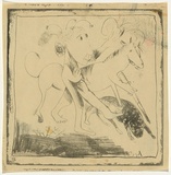 Artist: BOYD, Arthur | Title: (Figure and dog and horse and crutch). | Date: 1960-70 | Copyright: Reproduced with permission of Bundanon Trust