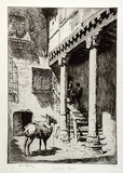 Artist: b'LINDSAY, Lionel' | Title: b'A courtyard, Segovia' | Date: 1929 | Technique: b'etching, printed in brown ink, from one plate' | Copyright: b'Courtesy of the National Library of Australia'