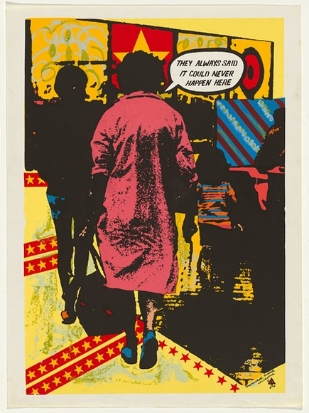 Artist: b'Robertson, Toni.' | Title: b'Taking marketown by strategy - 6' | Date: (1976-77) | Technique: b'screenprint, printed in colour, from multiple stencils' | Copyright: b'\xc2\xa9 Toni Robertson'