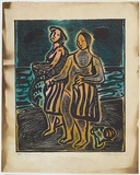 Artist: b'Armstrong, Ian.' | Title: b'Two figures.' | Date: 1958 | Technique: b'relief-etching, printed in colour, from one  plate'