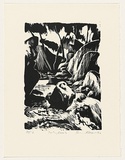Artist: AMOR, Rick | Title: Rocky creek. | Date: 1992 | Technique: woodcut, printed in black ink, from one block