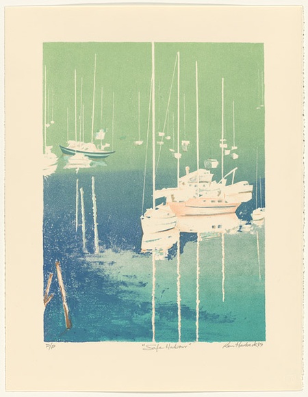 Artist: b'Harbeck, Ron.' | Title: b'Safe harbour.' | Date: 1989 | Technique: b'screenprint, printed in colour, from ten stencils'