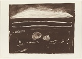 Artist: Green, Charles. | Title: not titled [landscape with rocks in foreground] | Date: 1981? | Technique: lithograph, printed in brown ink, from one stone
