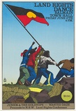 Artist: b'EARTHWORKS POSTER COLLECTIVE' | Title: b'Land Rights dance. Balmain Town Hall' | Date: 1977 | Technique: b'screenprint, printed in colour, from four stencils'