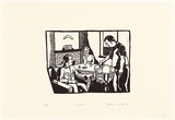 Artist: Carrington, Berenice. | Title: A beer | Date: 1991 | Technique: linocut, printed in black ink, from one block