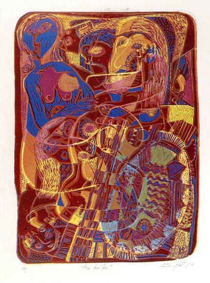 Artist: b'Hart, Anthony.' | Title: b'Fish for tea' | Date: 1978 | Technique: b'linocut, printed in colour, from five blocks'