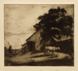 Artist: b'Bull, Norma C.' | Title: b'Sundown.' | Date: 1934 | Technique: b'etching and aquatint, printed in brown ink, from one plate'