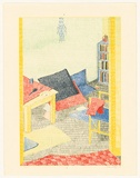 Title: not titled [sitting room and pile of cushions] | Date: 1978 | Technique: lithograph, printed in colour, from multiple stones [or plates]