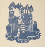 Artist: OGILVIE, Helen | Title: Greeting card: Christmas | Technique: linocut, printed in blue ink, from one block