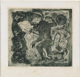 Artist: Haxton, Elaine | Title: Theseus and the minotaur | Date: 1967 | Technique: etching, printed in green ink