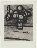 Artist: b'MADDOCK, Bea' | Title: b'Flowers' | Date: 1961 | Technique: b'etching and sugarlift aquatint, printed in black ink with plate-tone, from one zinc plate'