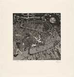 Artist: b'Nedelkopoulos, Nicholas.' | Title: b'Welcome to the world, - Cop this.' | Date: 1986-88 | Technique: b'etching and aquatint, printed in black ink, from one plate'