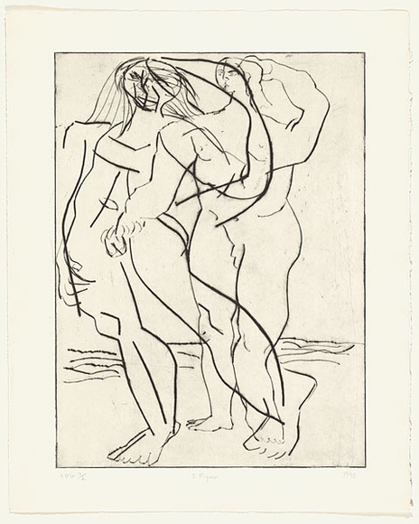 Artist: Furlonger, Joe. | Title: 2 figures | Date: 1992, May | Technique: etching and drypoint, printed in black ink, from one plate