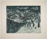 Artist: Haxton, Elaine | Title: The Great Wall of China | Date: 1968 | Technique: etching and aquatint, printed in blue ink, from one plate