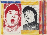 Artist: b'Larter, Richard.' | Title: b'not titled' | Date: 1977 | Technique: b'screenprint, printed in colour, from multiple stencils; additions in synthetic polymer paint'