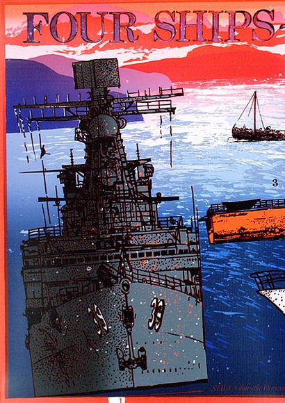 Artist: b'ARNOLD, Raymond' | Title: b'Four ships. Four issues [left panel].' | Date: 1985 | Technique: b'screenprint, printed in colour, from eight stencils'