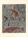 Artist: b'Nona, Dennis.' | Title: b'Naath' | Date: 1995 | Technique: b'linocut, printed in black ink, from one block hand-coloured [a la coupe - wet on wet technique]' | Copyright: b'Courtesy of the artist and the Australia Art Print Network'