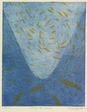 Artist: b'Doggett-Williams, Phillip.' | Title: b'Crossing the river X' | Date: 1993 | Technique: b'lithograph, printed in blue and yellow ink, from two stones'