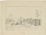 Title: b'Branding cattle in a pen' | Date: c.1853 | Technique: b'lithograph, printed in black ink, from one stone'