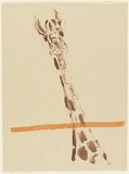 Artist: b'MACQUEEN, Mary' | Title: b'Giraffe II' | Date: c.1969 | Technique: b'lithograph, printed in colour, from two plates in brown and yellow ink' | Copyright: b'Courtesy Paulette Calhoun, for the estate of Mary Macqueen'