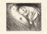 Artist: BOYD, Arthur | Title: St Francis lying in the flames. | Date: (1965) | Technique: lithograph, printed in black ink, from one plate | Copyright: Reproduced with permission of Bundanon Trust