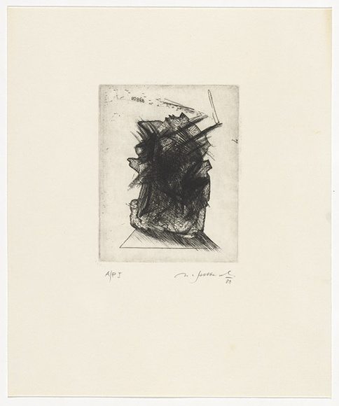 Artist: b'SELLBACH, Udo' | Title: b'not titled' | Date: 1988, 20 August | Technique: b'etching, mezzotint, printed in black ink with plate-tone, from one copper plate'