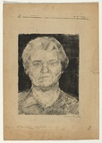 Artist: b'Groblicka, Lidia.' | Title: b'Model [Portrait of a woman].' | Date: 1953-54 | Technique: b'lithograph, printed in black ink, from one stone'