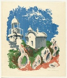 Artist: Thorpe, Lesbia. | Title: Inspiration for a lighthouse | Date: 1980 | Technique: screenprint, printed in colour, from five stencils