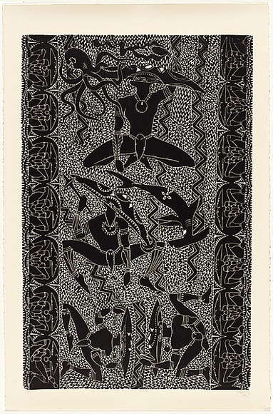 Artist: Mackie, Glen. | Title: Cult of the Brethren | Date: 2002 | Technique: linocut, printed in black ink, from one block