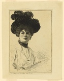 Artist: Menpes, Mortimer. | Title: not titled [Head of a woman]. | Date: c.1900 | Technique: etching, printed in black ink, from one plate