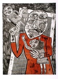 Artist: HANRAHAN, Barbara | Title: The puppet-master | Date: 1987 | Technique: etching, printed in colour with plate-tone