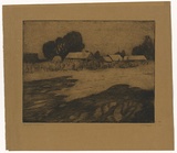 Artist: b'TRAILL, Jessie' | Title: b'Moonlight at the farm' | Date: c.1912 | Technique: b'etching, printed in black ink with plate-tone, from one plate'