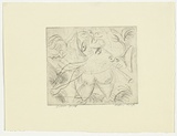 Artist: b'BOYD, Arthur' | Title: b'Figure with eyes and ram.' | Date: (1962-63) | Technique: b'drypoint, printed in black ink, from one plate' | Copyright: b'Reproduced with permission of Bundanon Trust'