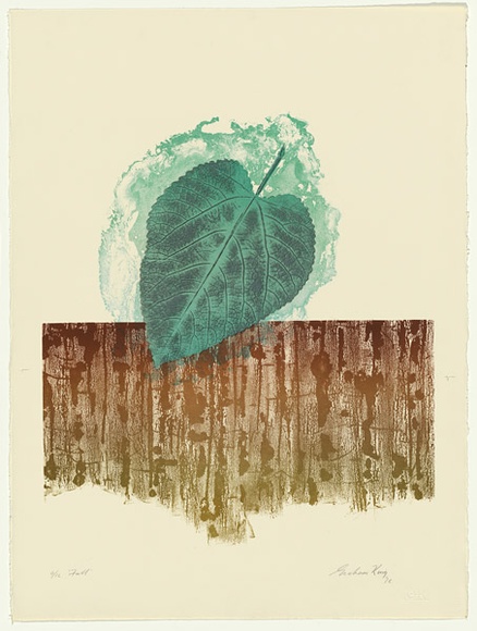 Artist: b'KING, Grahame' | Title: b'Fall' | Date: 1978 | Technique: b'lithograph, printed in colour, from three stones [or plates]'