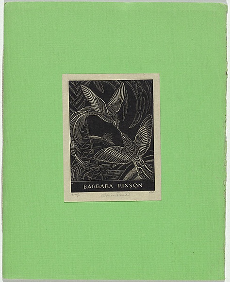 Artist: b'FEINT, Adrian' | Title: b'Album of bookplates for Barbara Rixson.' | Date: 1931 | Technique: b'wood-engraving, printed in black ink, from one plate' | Copyright: b'Courtesy the Estate of Adrian Feint'