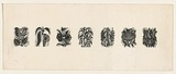 Title: not titled [seven flowers in a row] | Date: 1960s | Technique: wood-engraving, printed in black ink, from one block