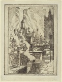 Artist: b'Curtis, Robert Emerson.' | Title: b'Chimneys and watertanks - Chicago rooftops.' | Date: 1925 | Technique: b'etching, printed in black ink, from one plate'